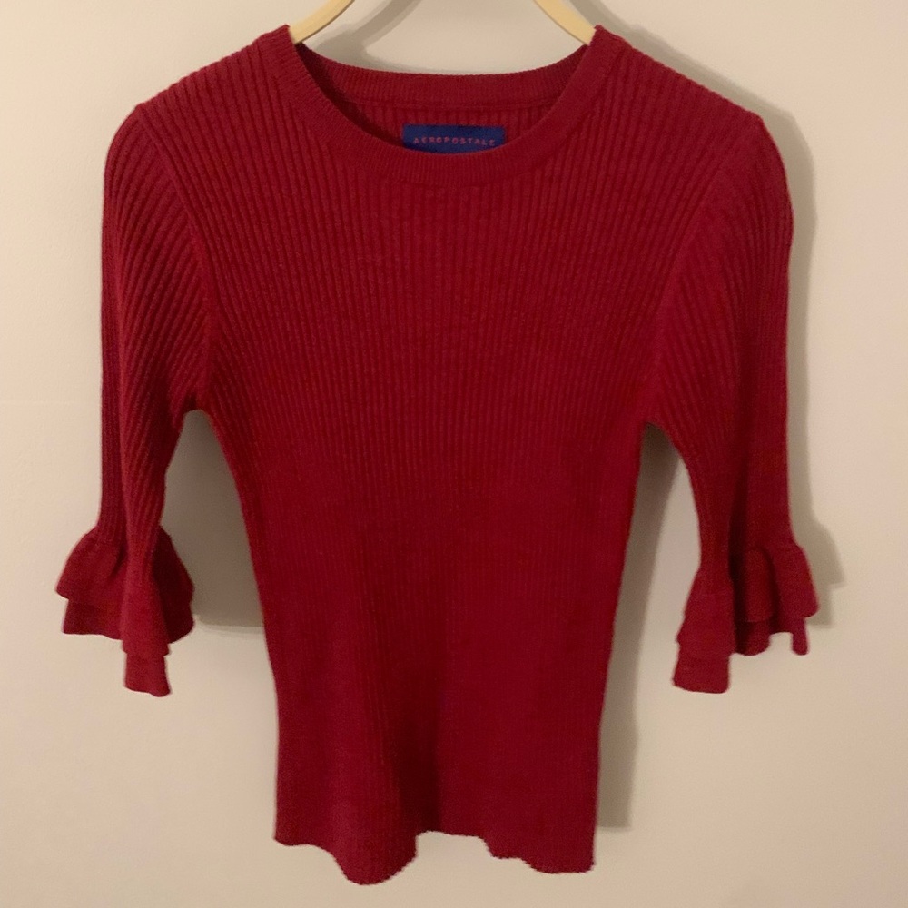 AEROPOSTALE Maroon 3/4 Sleeve Sweater